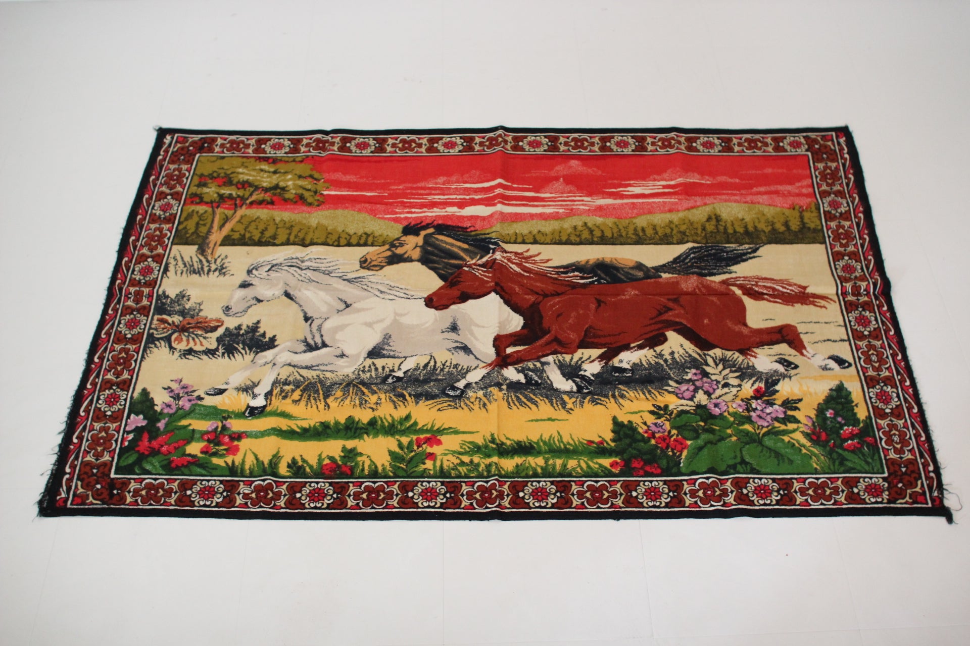 Vintage Art Horses Rug