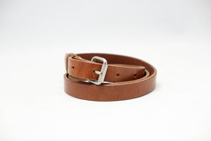 #245 NARROW OILED LEATHER BELT / BROWN